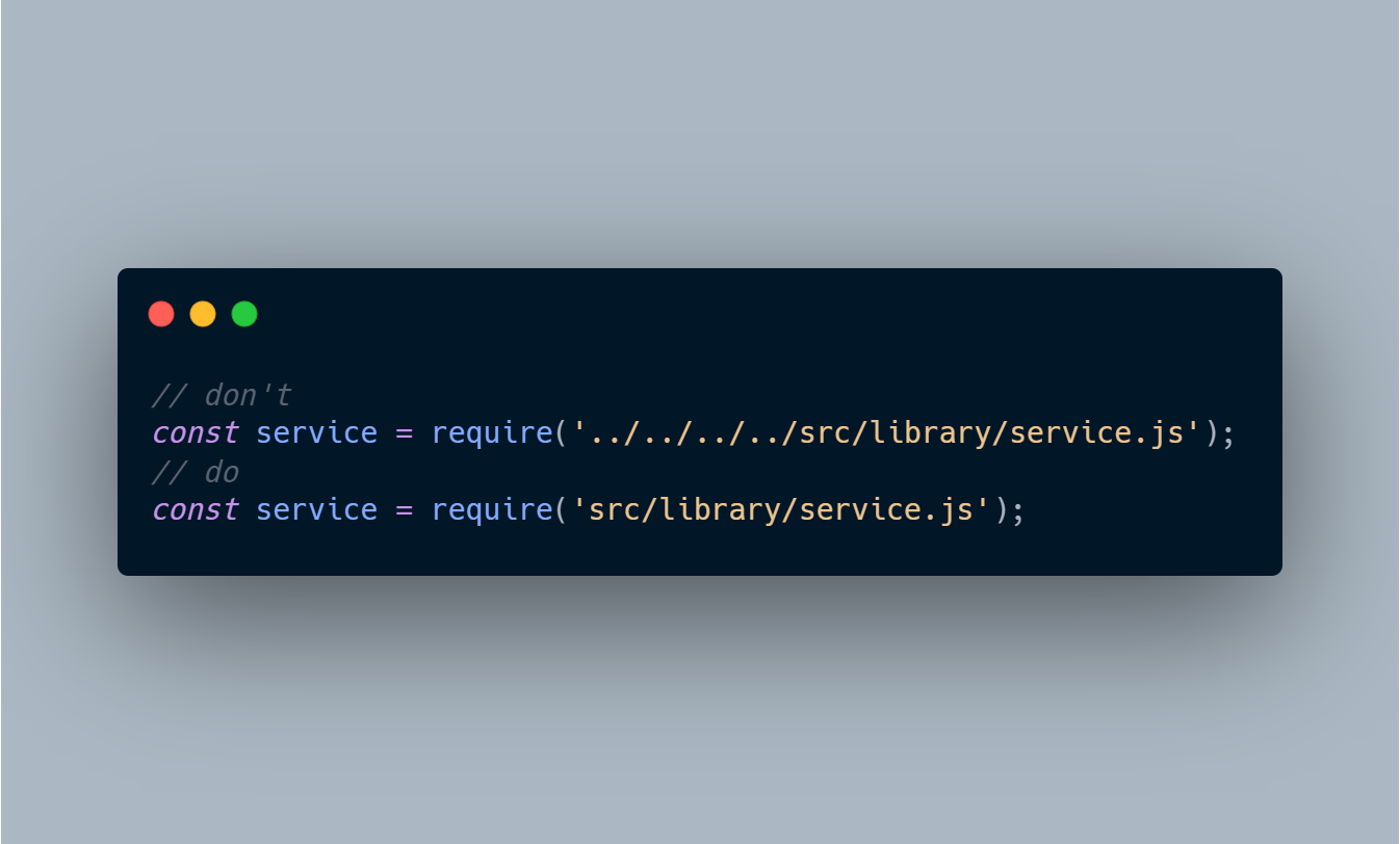 The most reliable way to avoid relative imports in Node.js