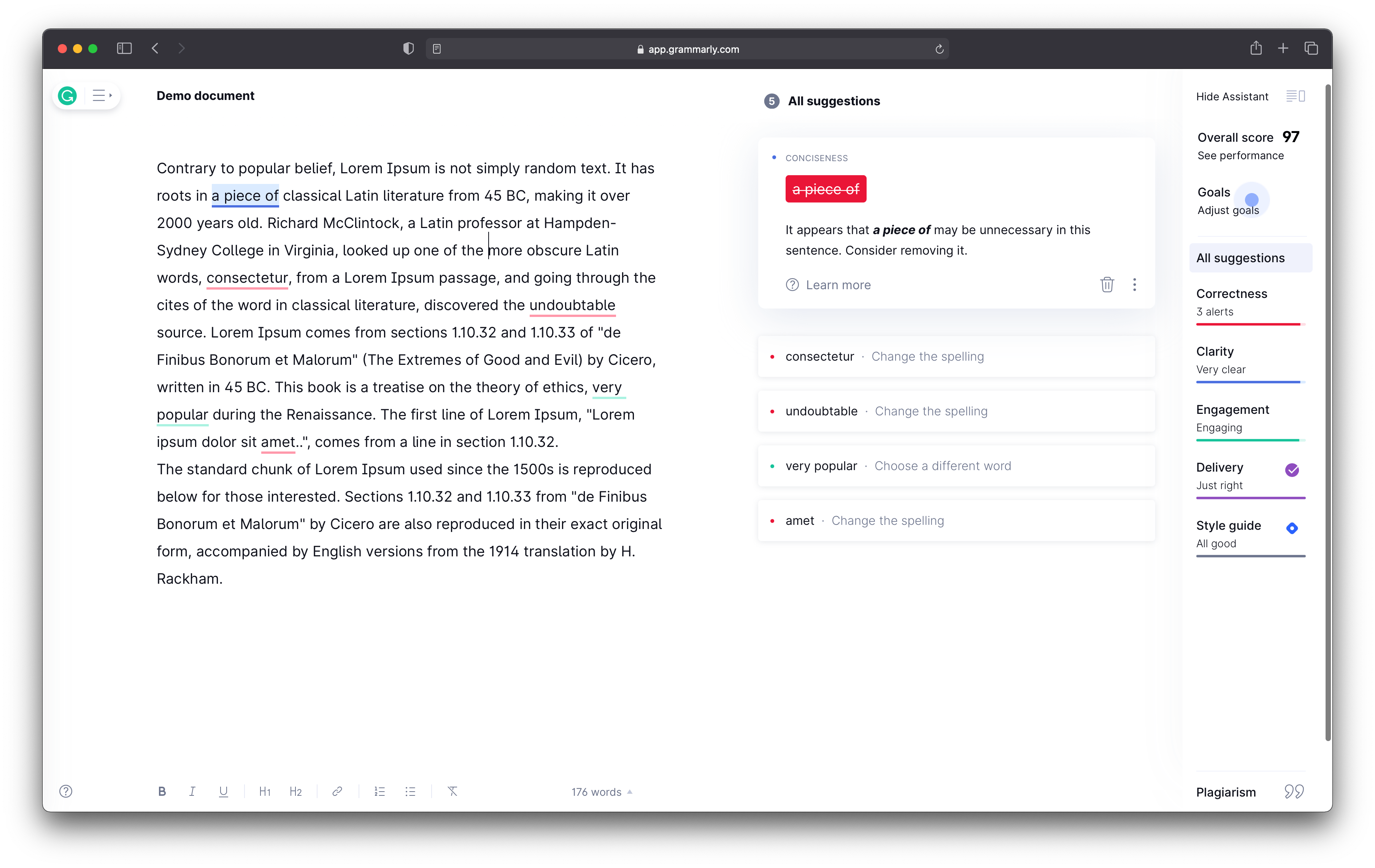 A screenshot of the Grammarly web page