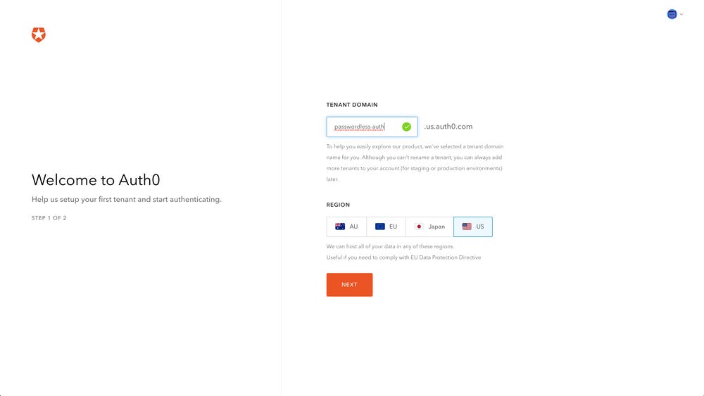 Creating Auth0 tenant as a new user