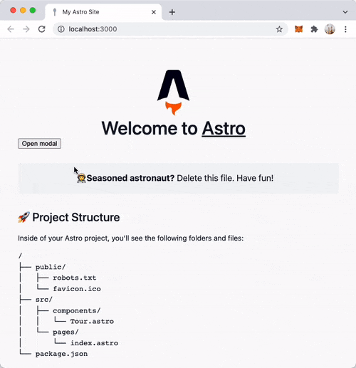 reusable modal component in Astro