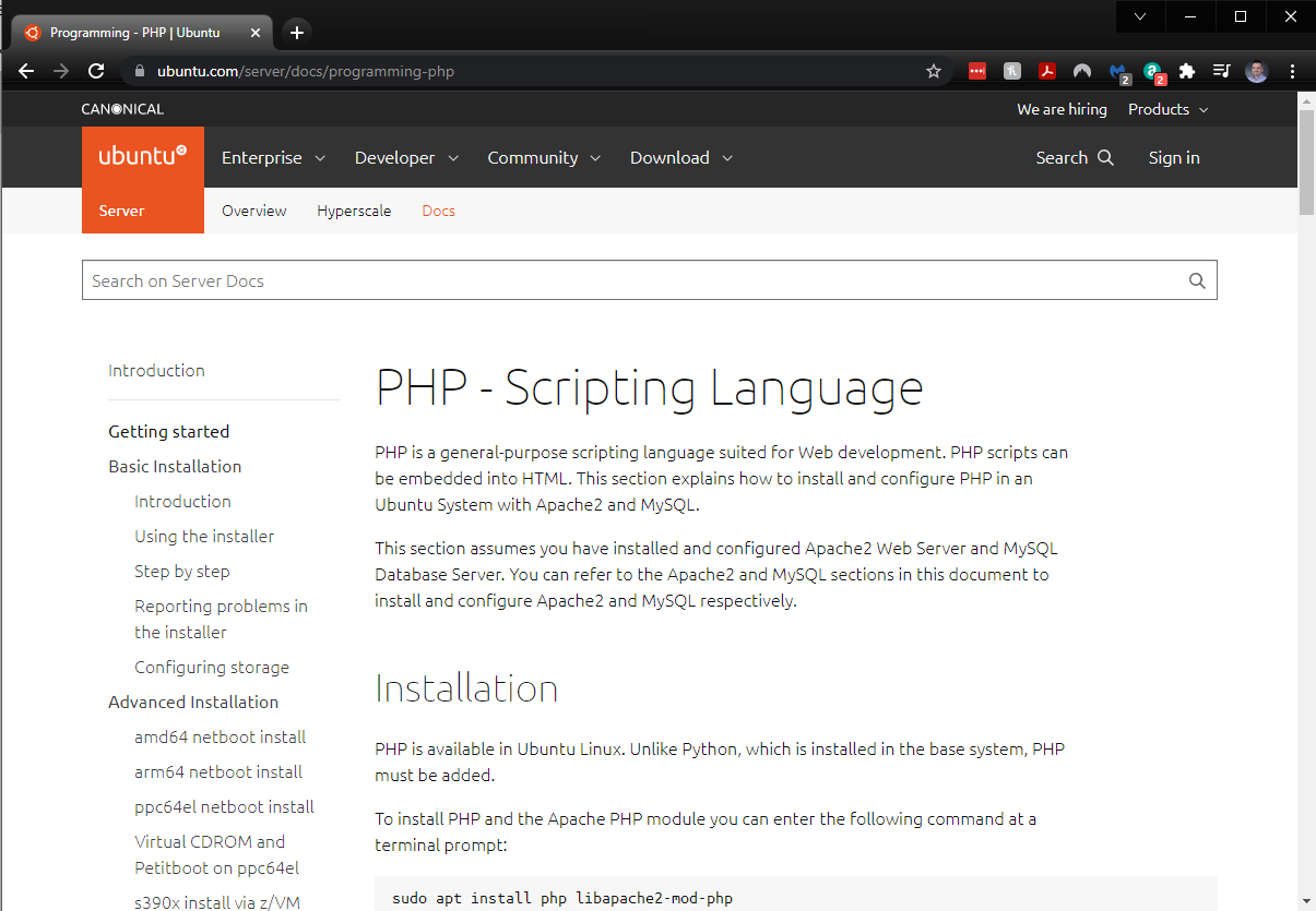 Ubuntu Server Documentation - PHP