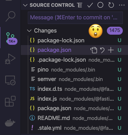 Git open changes for node_modules