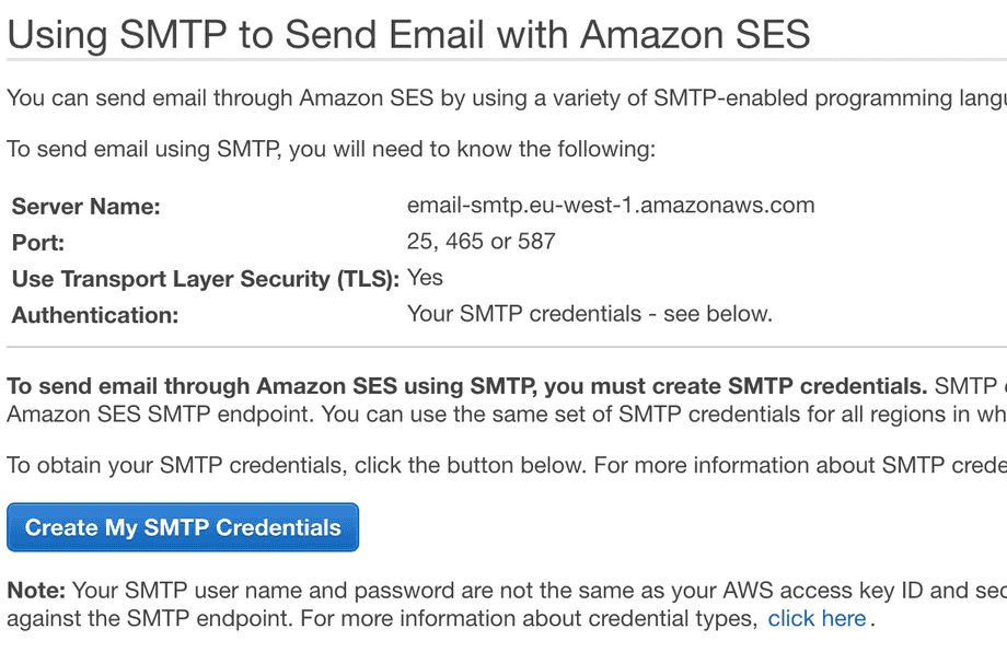 Amazon SES SMTP