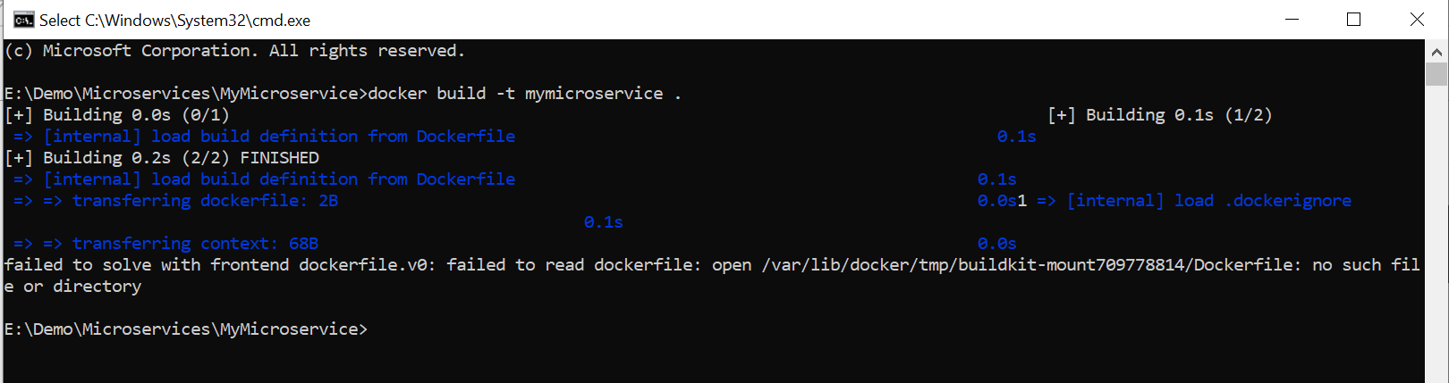 Docker Build Unsuccessful Dockerfile not found.PNG