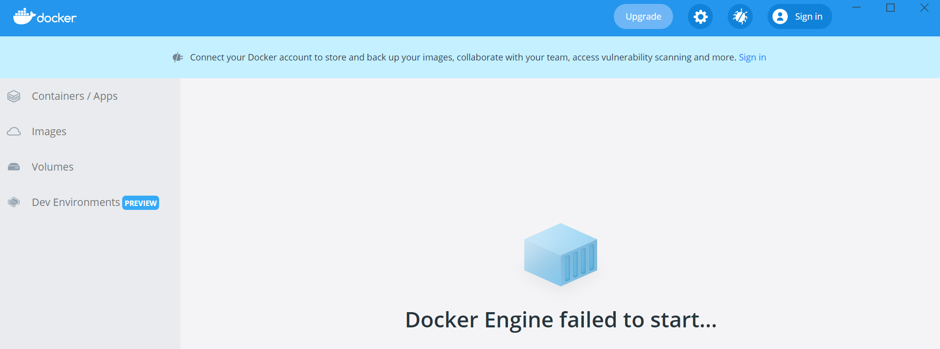Docker Engine Failed to Start.PNG