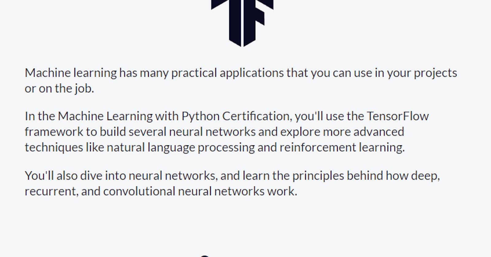 Found a free course on Tensorflow / Machine Learning.