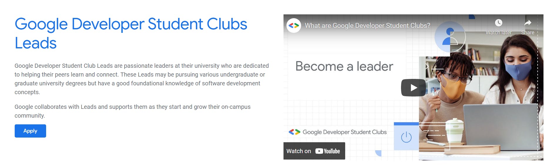 Become a Google Developer Student Club Lead at your campus