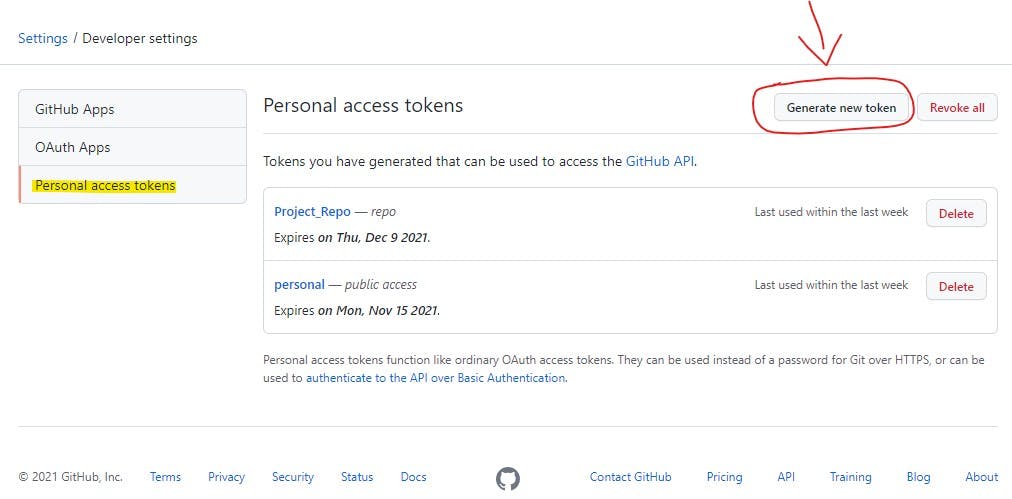 github settings - developer settings - personal access tokens.jpg