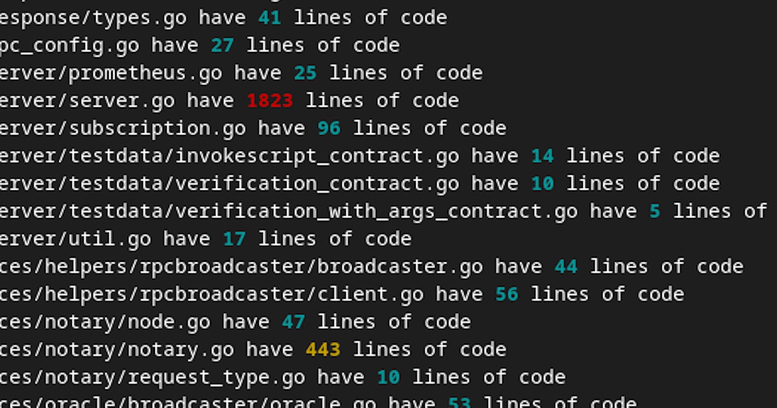 Lines of code - Golang