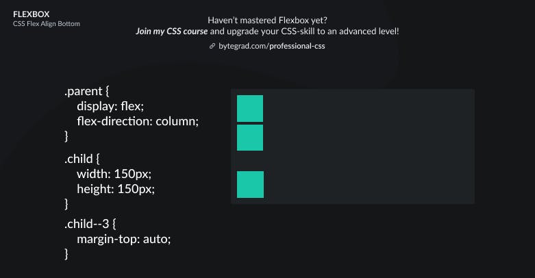 CSS Flexbox Flex direction column Align Flex item to the bottom with margin auto.png
