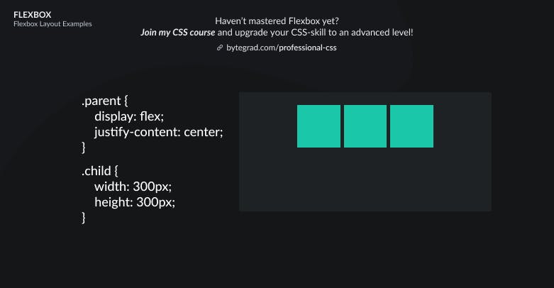 CSS Flexbox default layout justify-content center.png
