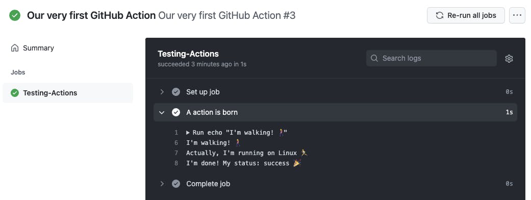 GitHub action done running