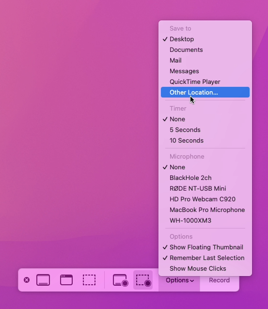 Screenshot output on Mac