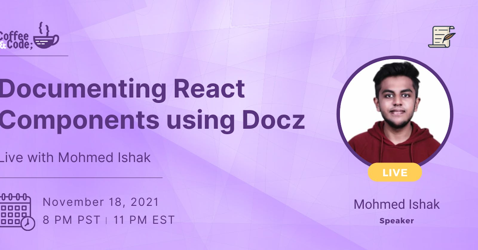 Love React? Join Mohmed Ishak in Documenting React Components Using Open Source Tool on Aviyel