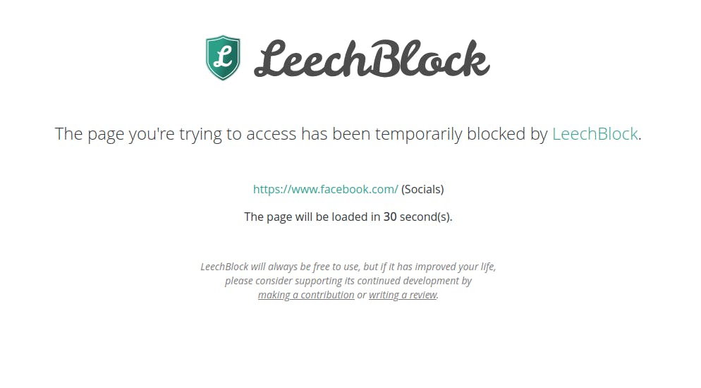 LeechBlock blocking Facebook