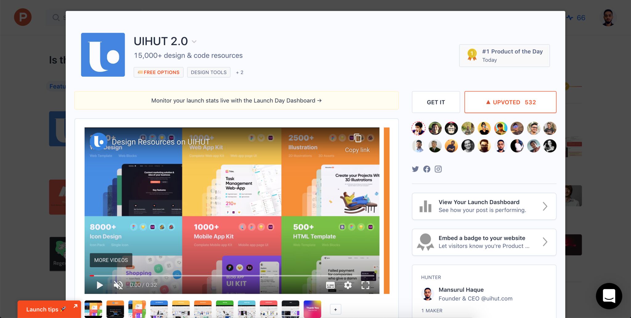 UIHUT 2.0 live on Product Hunt 🥳🥳🥳
