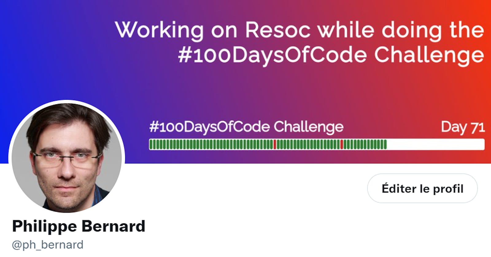Automated Twitter banner to show your #100DaysOfCode progress