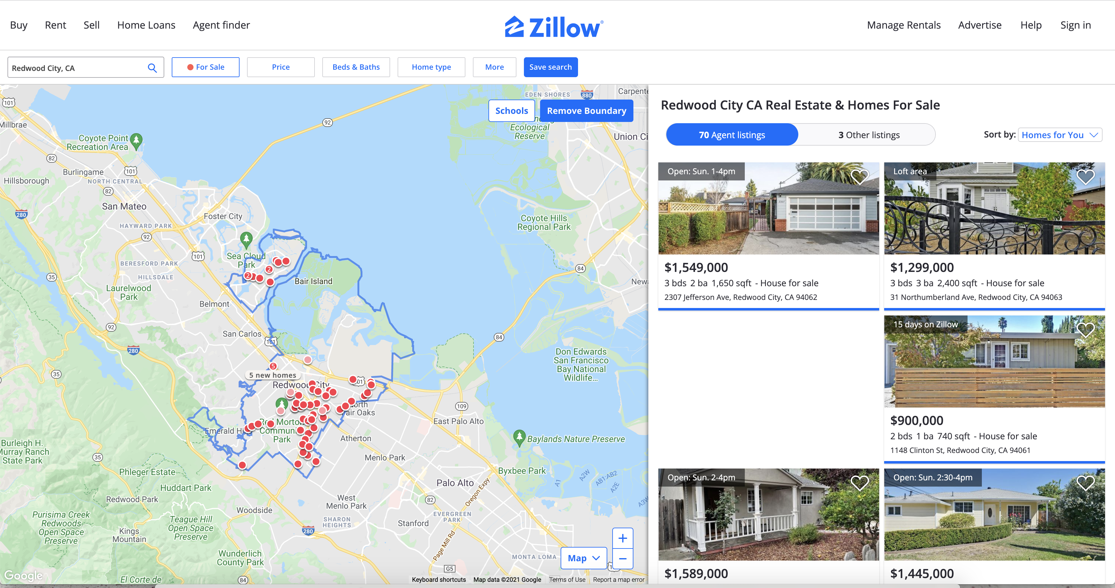 Zillow search results page