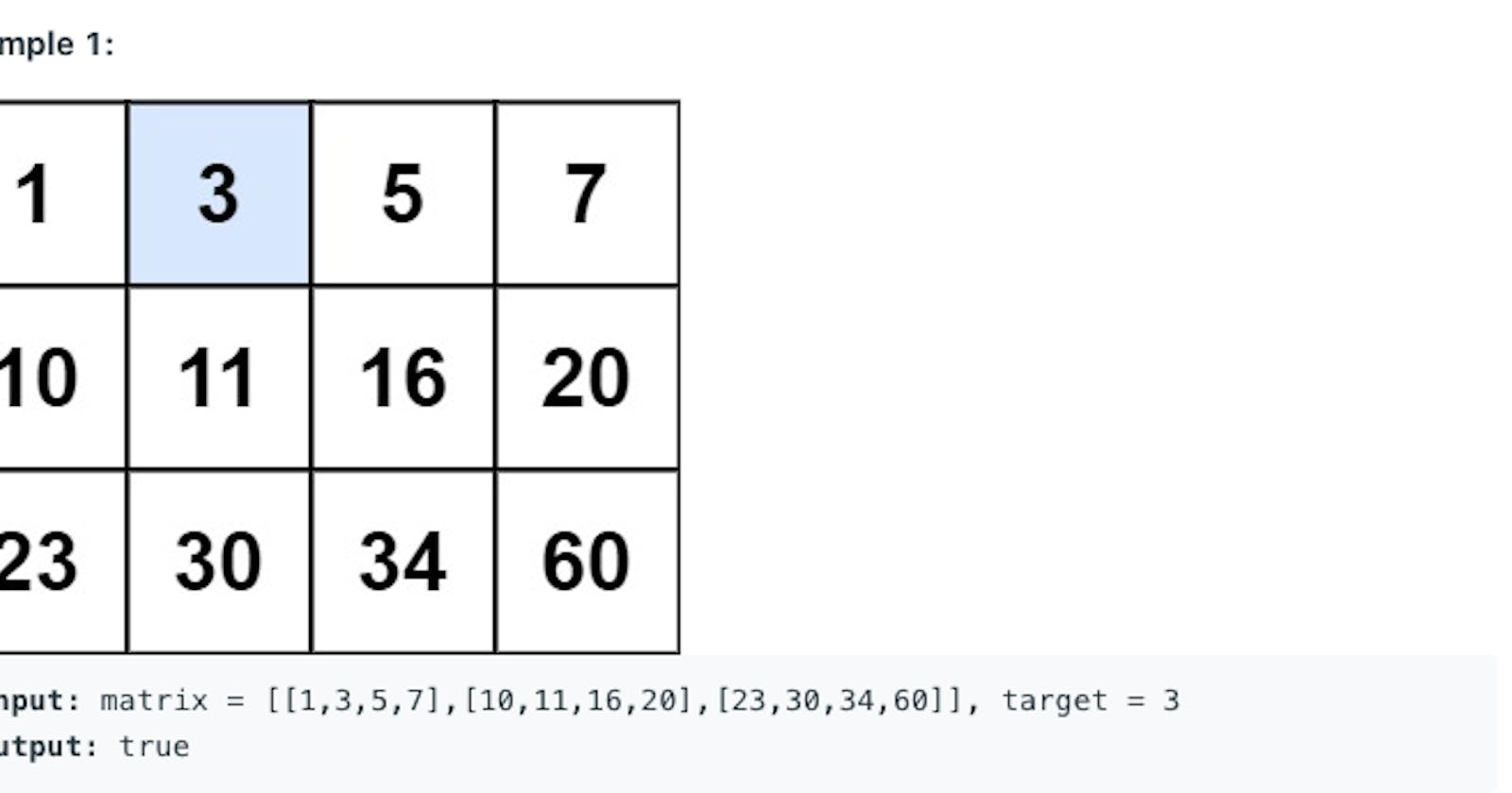 Leetcode 74. Search a 2D Matrix