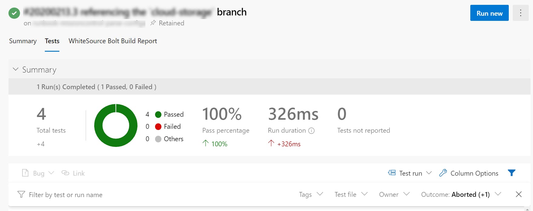 Screenshot of test results for Pester using Azure DevOps