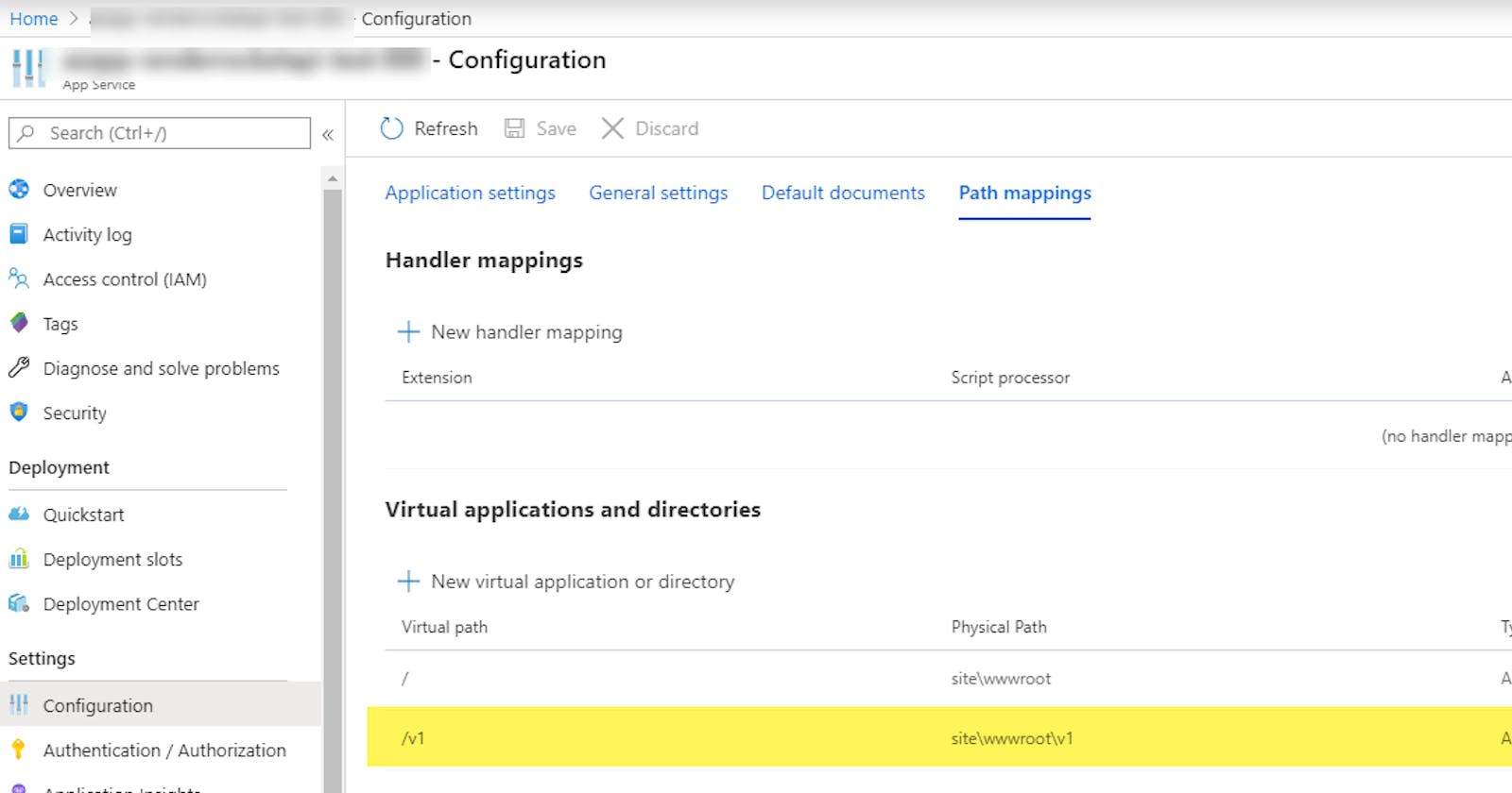 Moving a nested application from IIS to Azure App Service