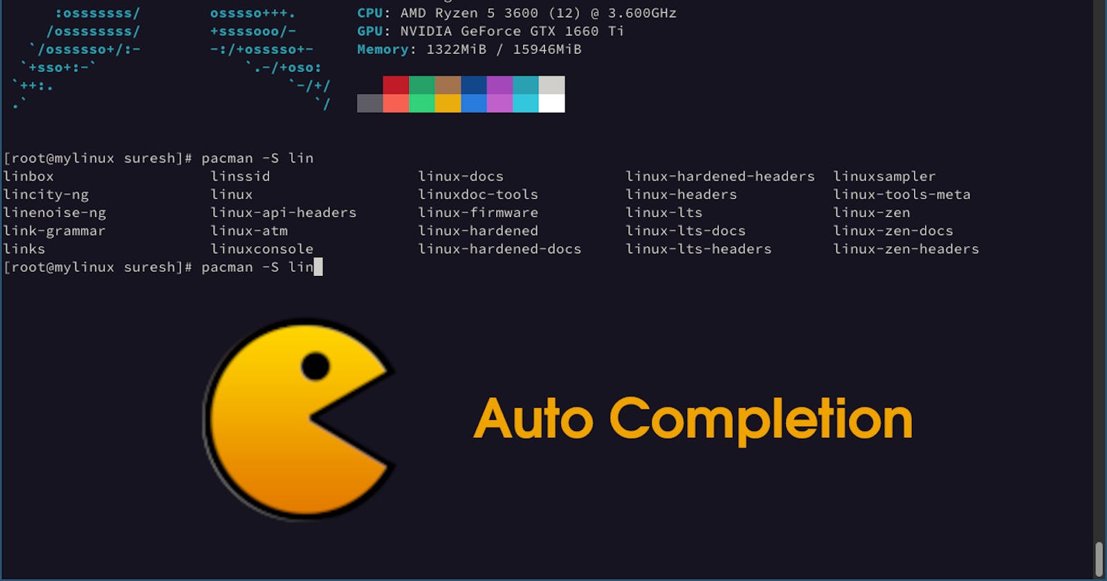 How does autocomplete works with pacman in Arch Linux