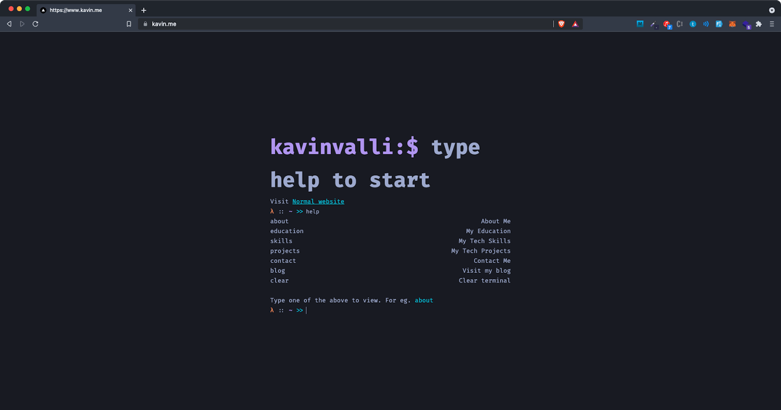 My attempt at creating a unique portfolio website! Hint: Terminal