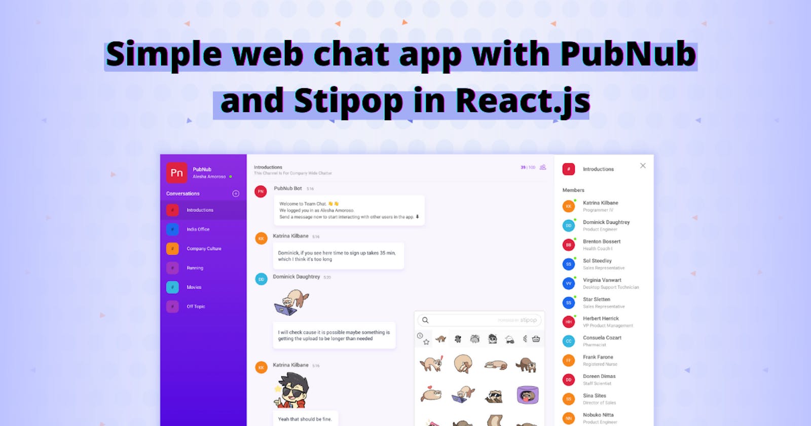 Simple web chat app with PubNub and Stipop in React.js