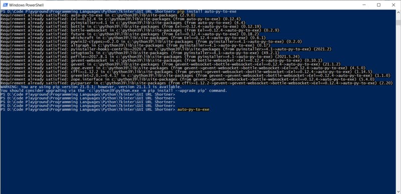 How to Convert Python Script to .exe File | Create desktop applications type a command auto-py-to-exe in a terminal and press enter.