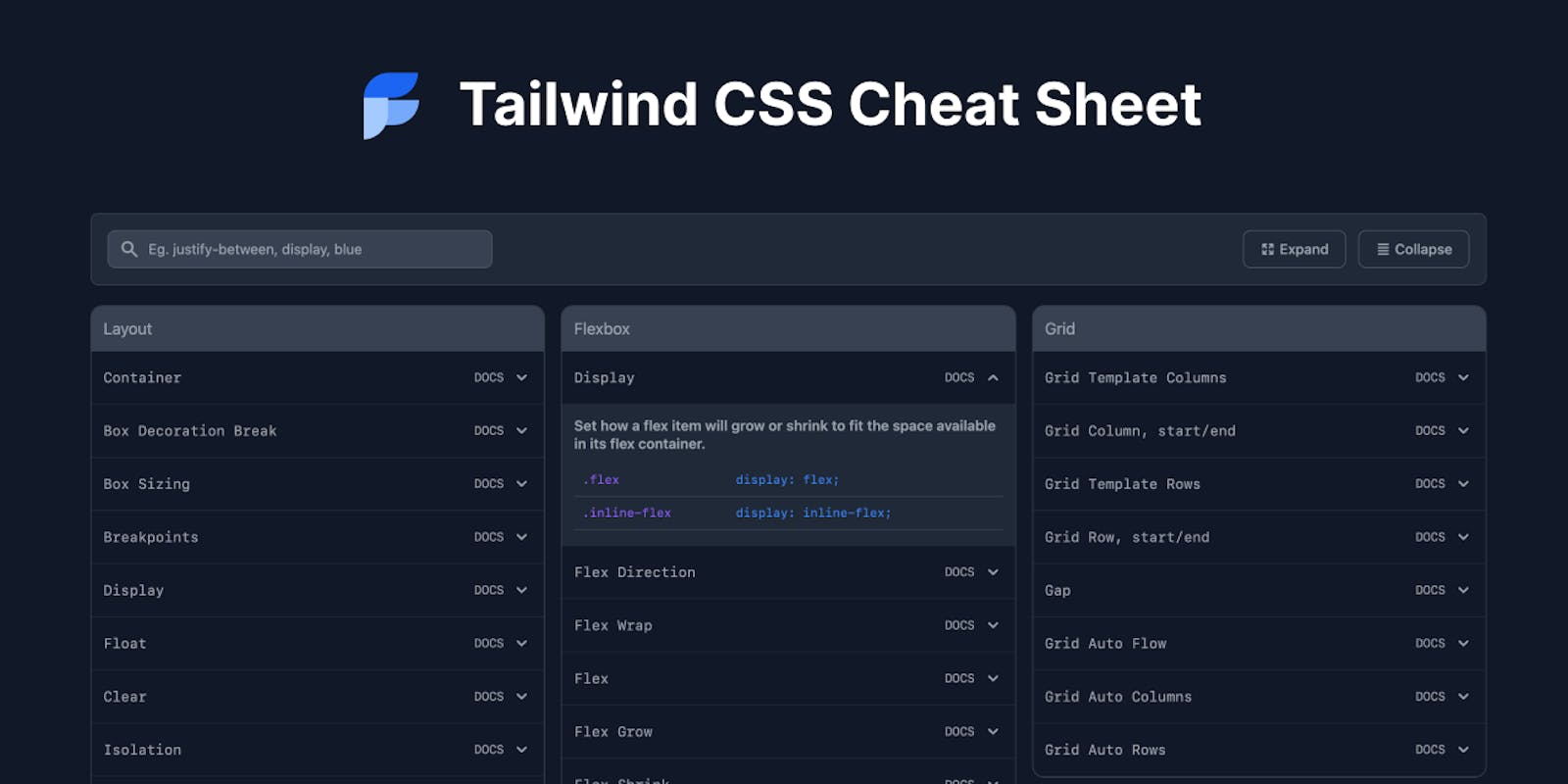 Use this Tailwind CSS Cheat Sheet to speed up your development process
