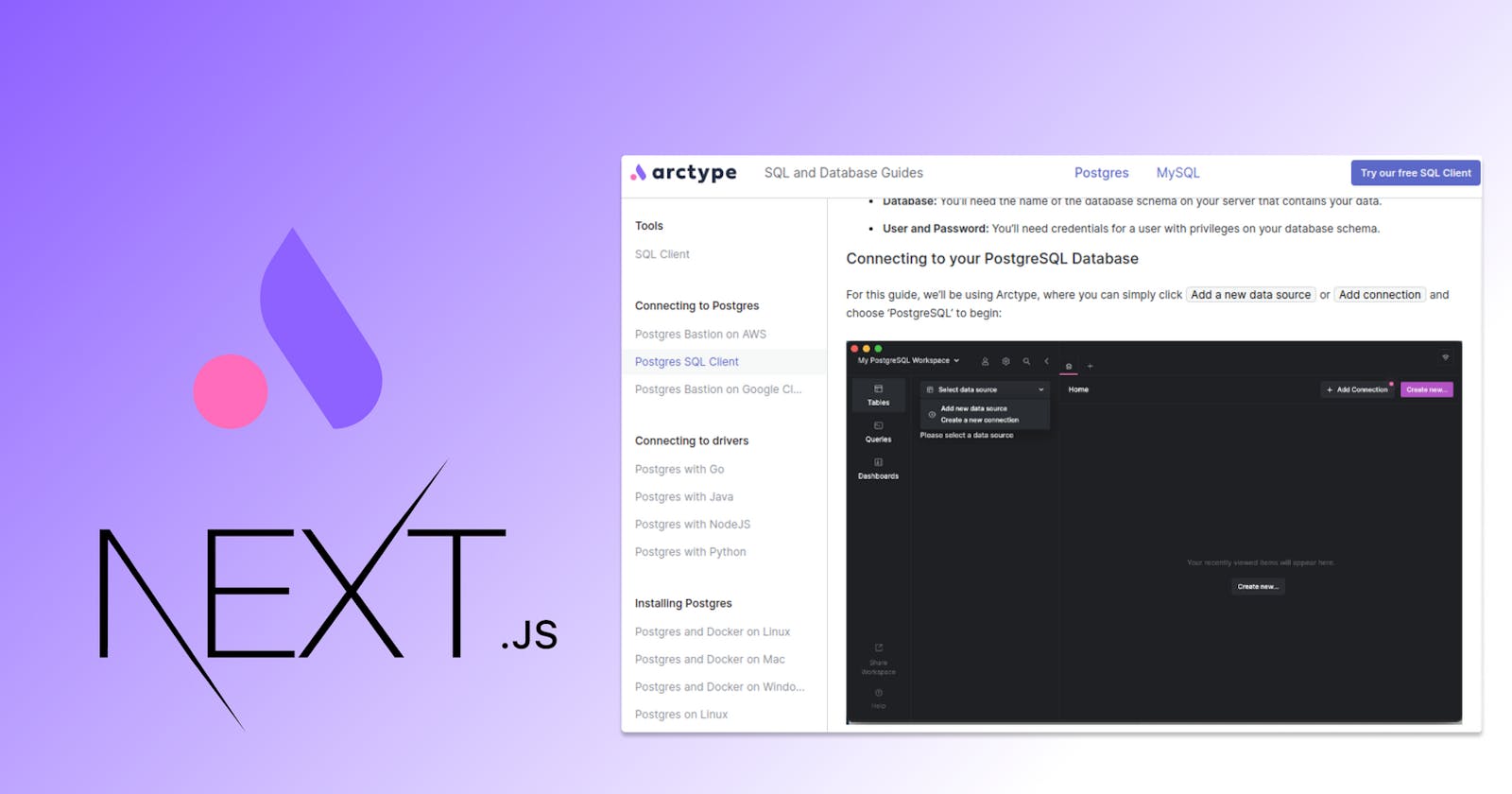 Building our Database Connection Guide using Next.js