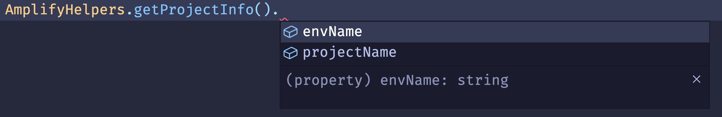 envName and projectName being show via intellisense