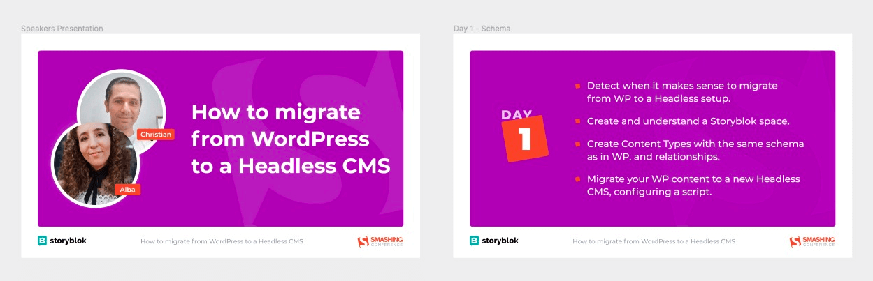 How to migrate from WP to a Headless CMS slides showcase made in Figma