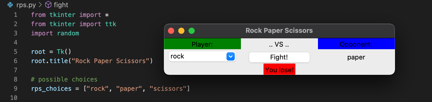Python: Rock, Paper, Scissors - but ..