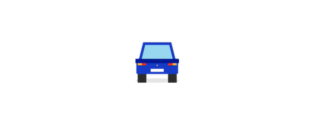 Cartoon of a polygonal car seen from the back