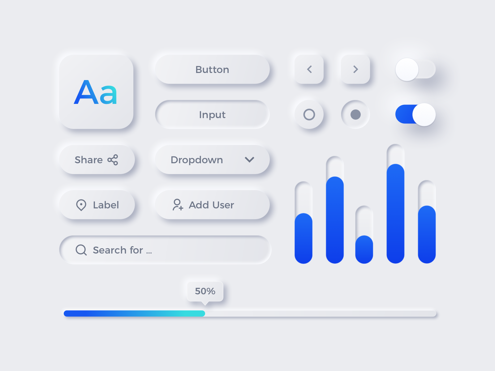 Screenshot from dribble with neumorphic elements