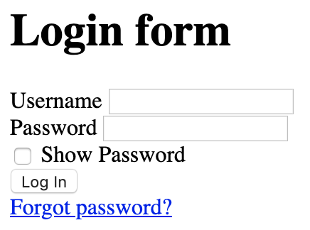 Login form without styles