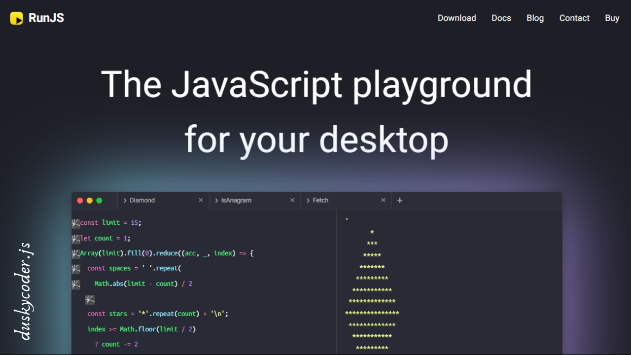 Run Js is best code editor for JavaScript Developers