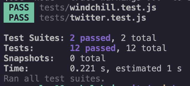 Wind chill test in JavaScript turning green