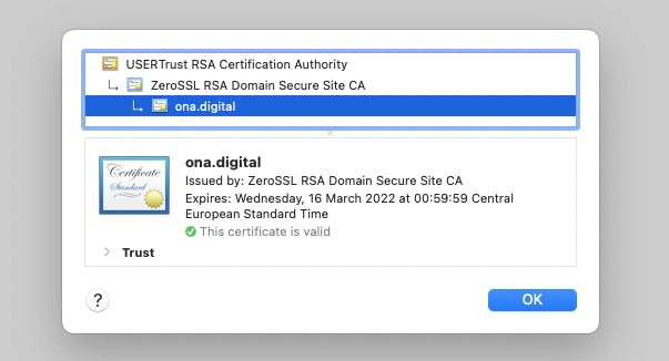 Certificate validation details in Chrome