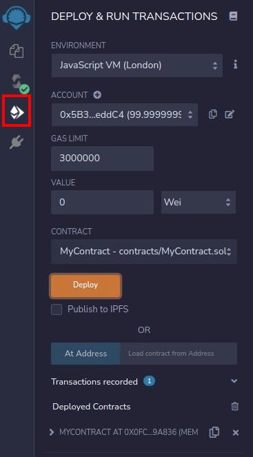 An Image of deploy and run transaction on remix