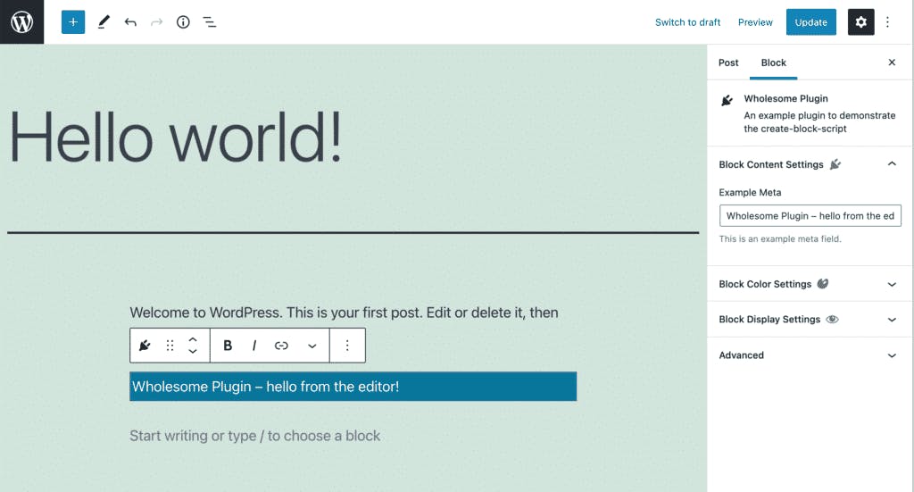 Using the block sidebar in WordPress Gutenberg