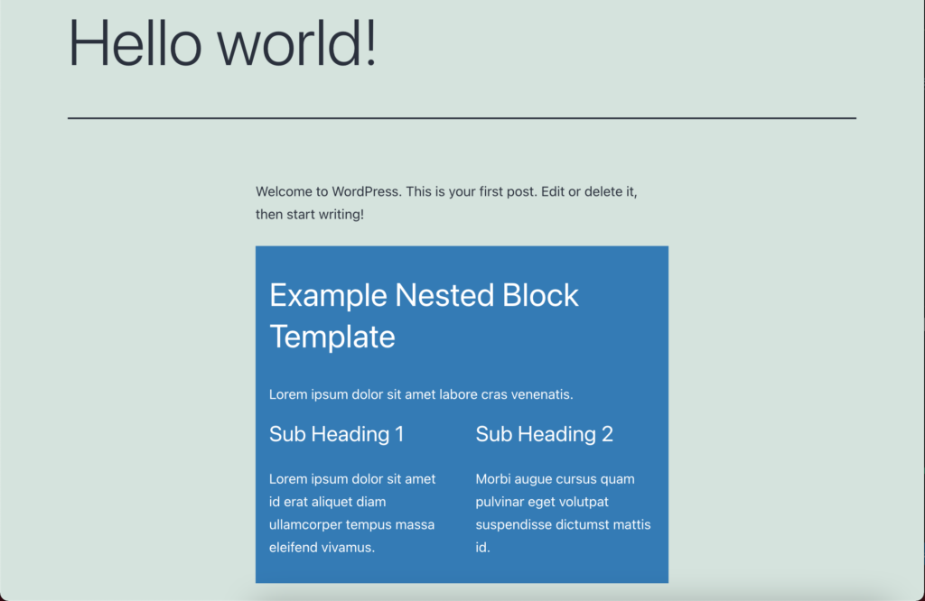 Inserting the Nested Block Template