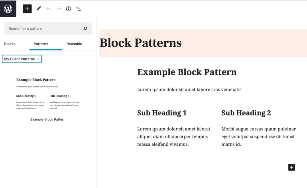 Custom Block Pattern Category