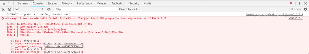 Uncaught Error: Module build failed: SyntaxError: The @jsx React.DOM pragma has been deprecated as of React 0.12