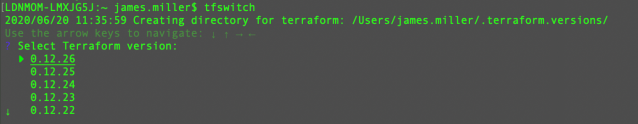 Tfswitch is a package that allows you to select a version of terraform to install, once selected - tfswitch handles the install process for you