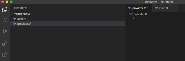 Project set up is now complete: provider.tf is ready to recieve AWS details and main.tf is ready to receive instructions on what resources it will be generating