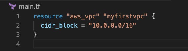 main.tf requires the resources that you plan on being generated to be declared in it, in this case we are creating a vpc