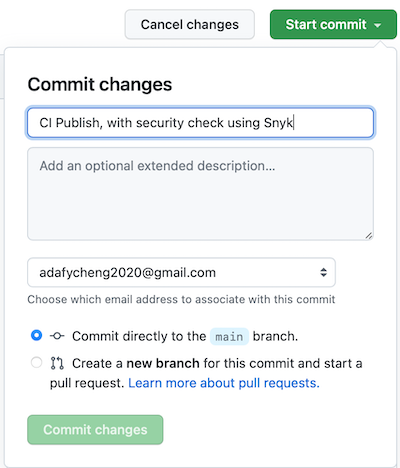 Commit GitHub Action workflow file