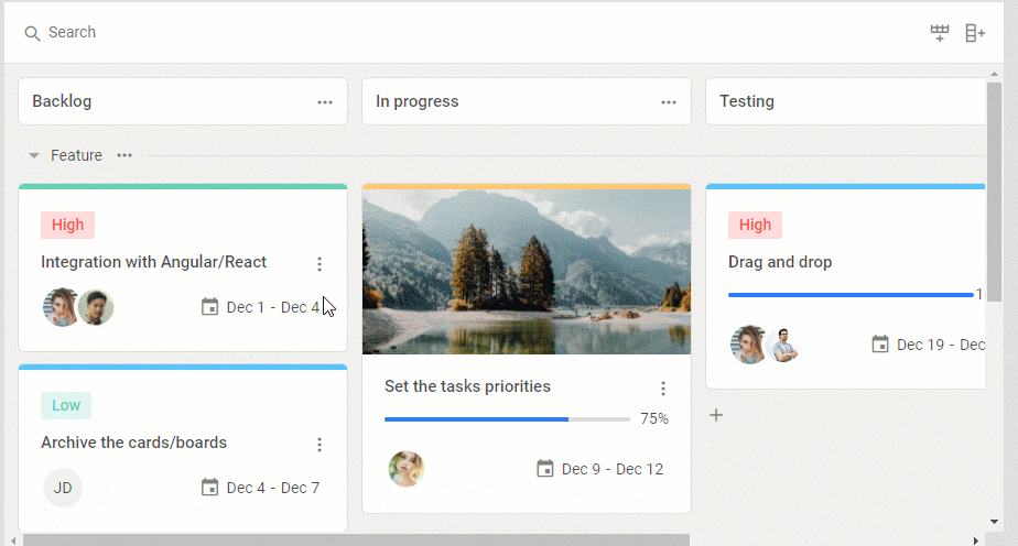 Intuitive UI of DHTMLX Kanban